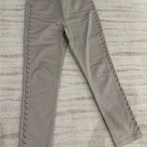 Breezies Taupe Ankle Pants with Lace-Up Side Detail